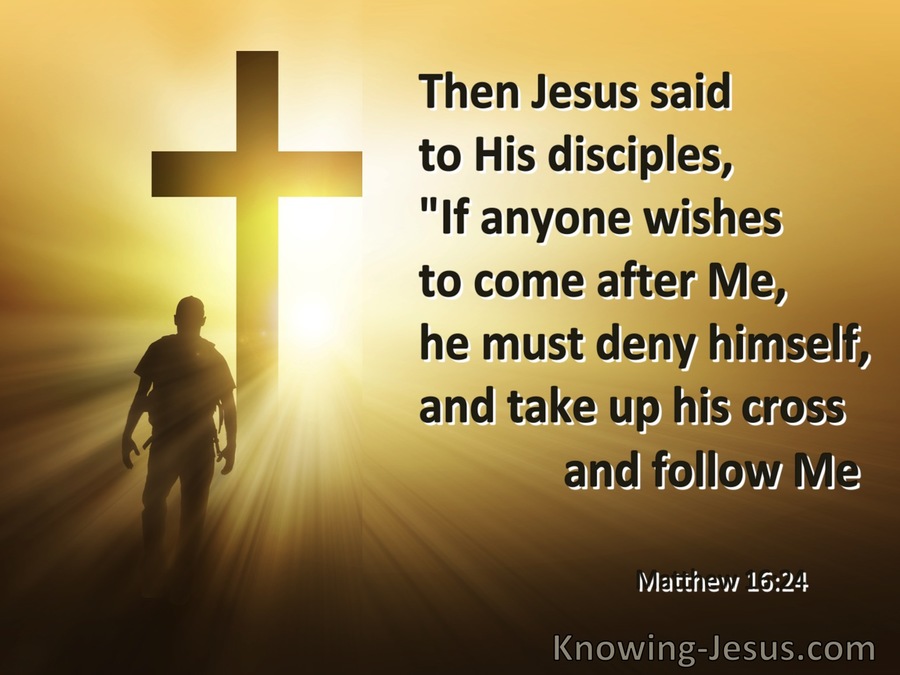 Matthew 16 24 Take Up Your Cross brown 